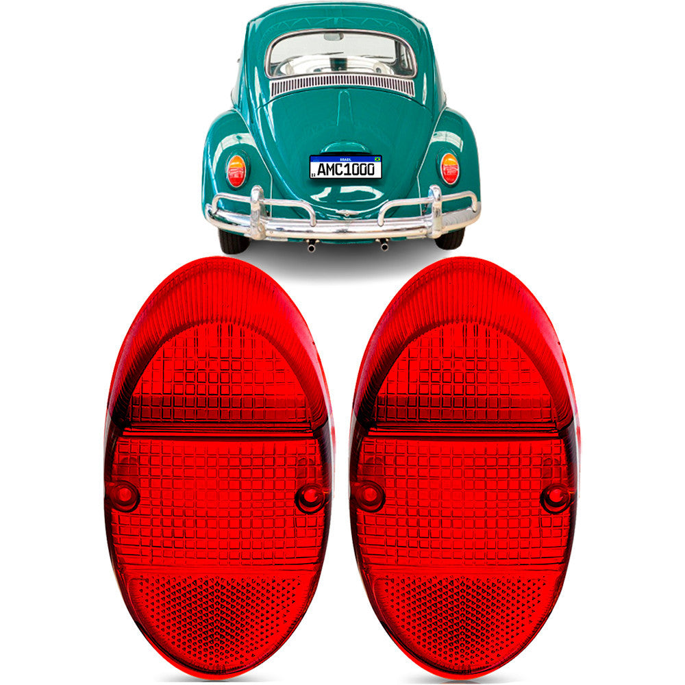Par de Lentes da Lanterna Traseira Fusca 1200 1300 Rubi