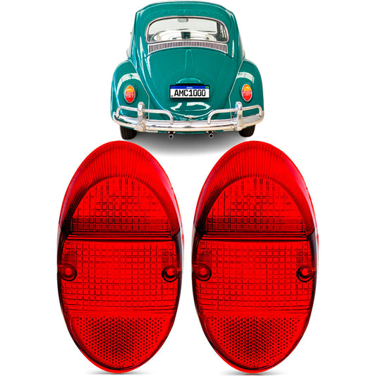 Par de Lentes da Lanterna Traseira Fusca 1200 1300 Rubi