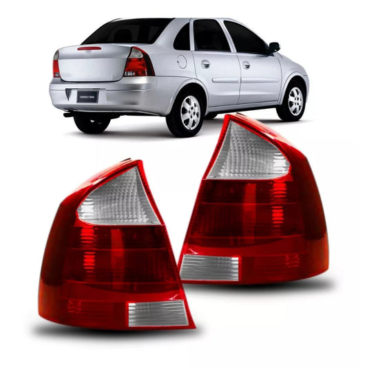 Par de Lanterna Traseira Corsa Sedan 2003 até 2011 Cristal
